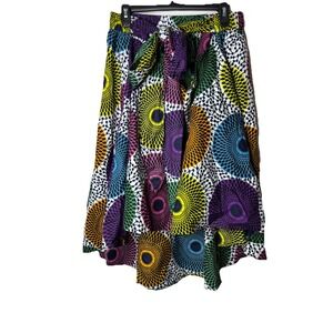Shenbolen African Print High Low Skirt Size 4X HighLow Pink Purple Waist 38inch